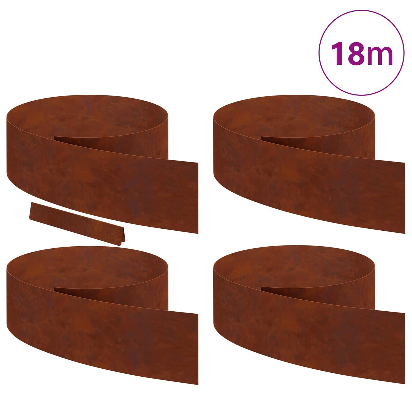 Lawn Edging 4 pcs Rusty 450 x 0.05 x 20 cm Weathering Steel