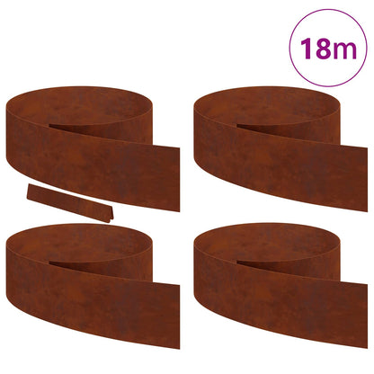 Lawn Edging 4 pcs Rusty 450 x 0.05 x 20 cm Weathering Steel