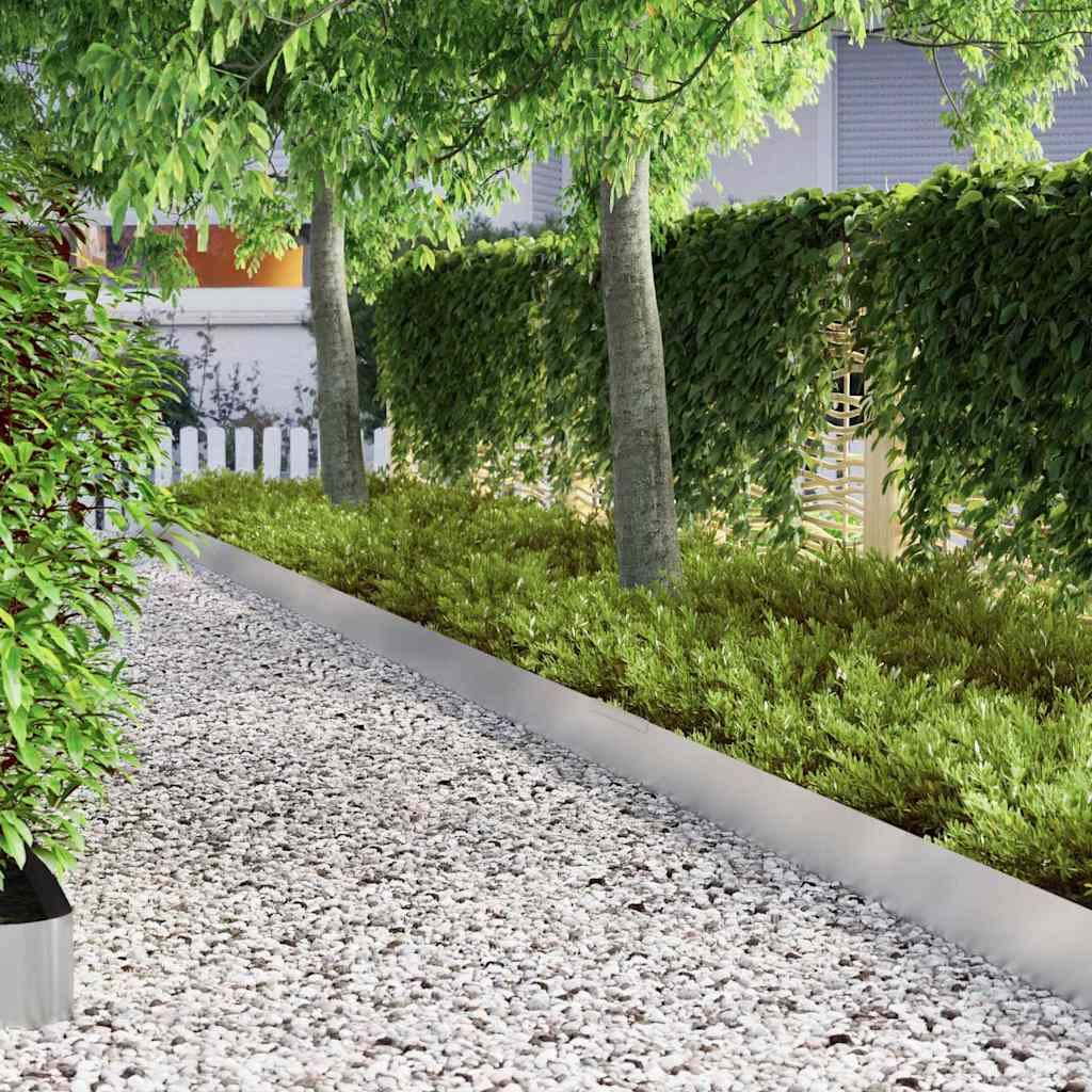 Lawn Edging 450 x 25 cm Stainless Steel Silver