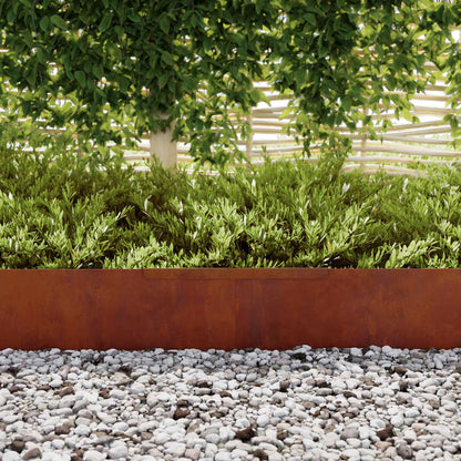 Lawn Edging 4 pcs Rusty 450 x 0.05 x 25 cm Weathering Steel
