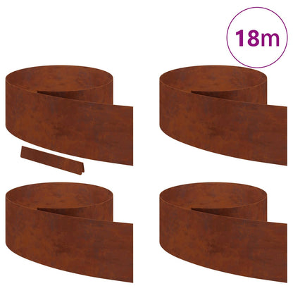 Lawn Edging 4 pcs Rusty 450 x 0.05 x 25 cm Weathering Steel