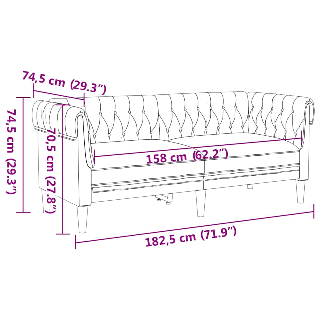 Sofa Light Grey 182.5 x 74.5 x 74.5 cm Polyester