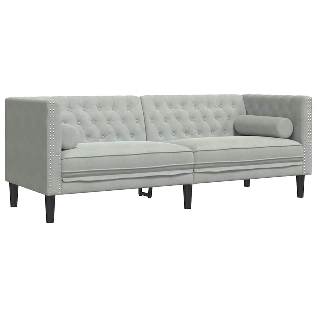 Sofa Light Grey 194 x 74.5 x 70.5 cm Velvet