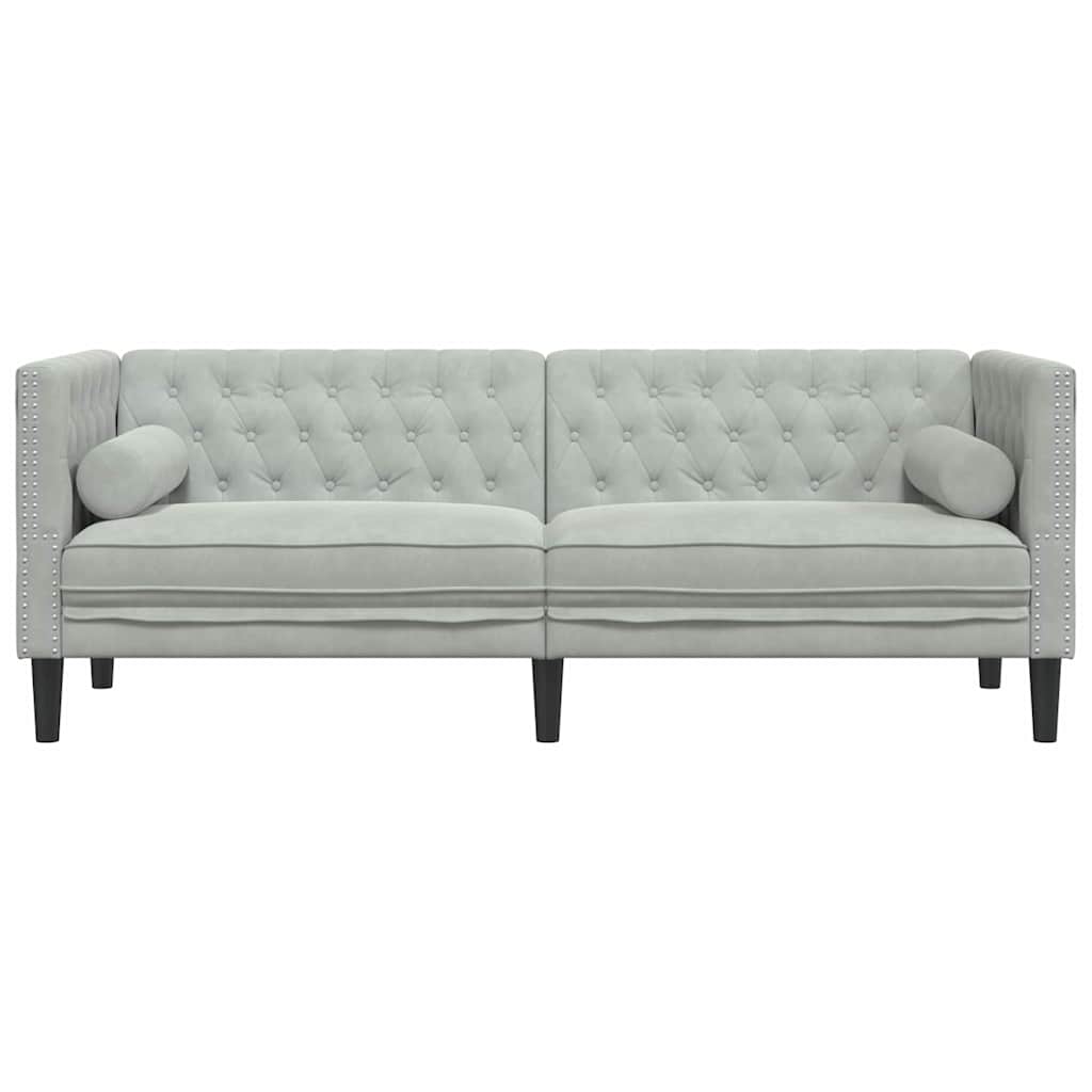 Sofa Light Grey 194 x 74.5 x 70.5 cm Velvet