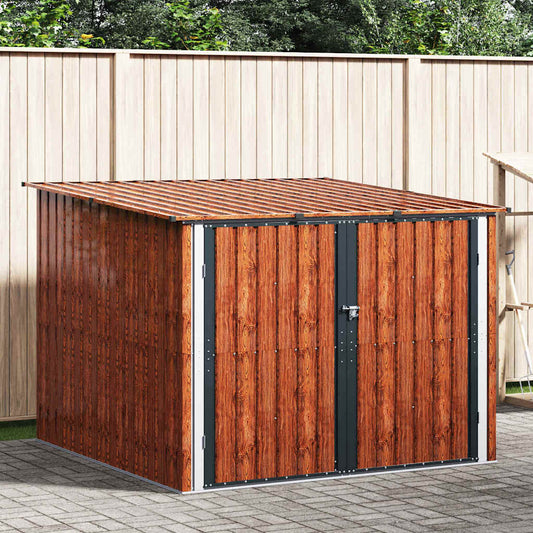 Bike Shed 3 pcs Brown 215 x 206 x 157 cm Metal