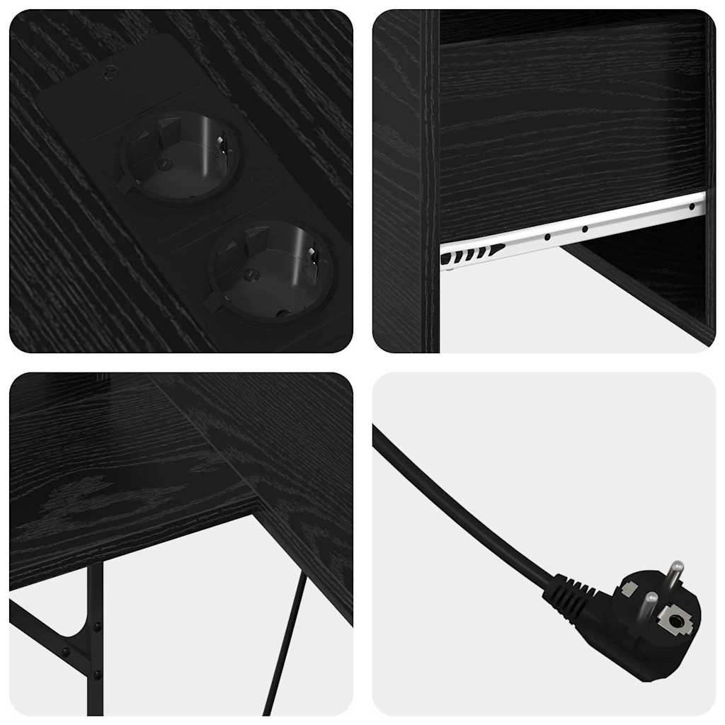 Desk with Drawer Black Oak 182 x 101 x 87.5 cm Engineered Wood