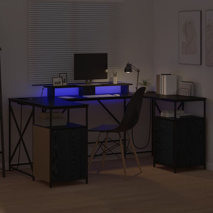 Desk with Drawer Black Oak 182 x 101 x 87.5 cm Engineered Wood