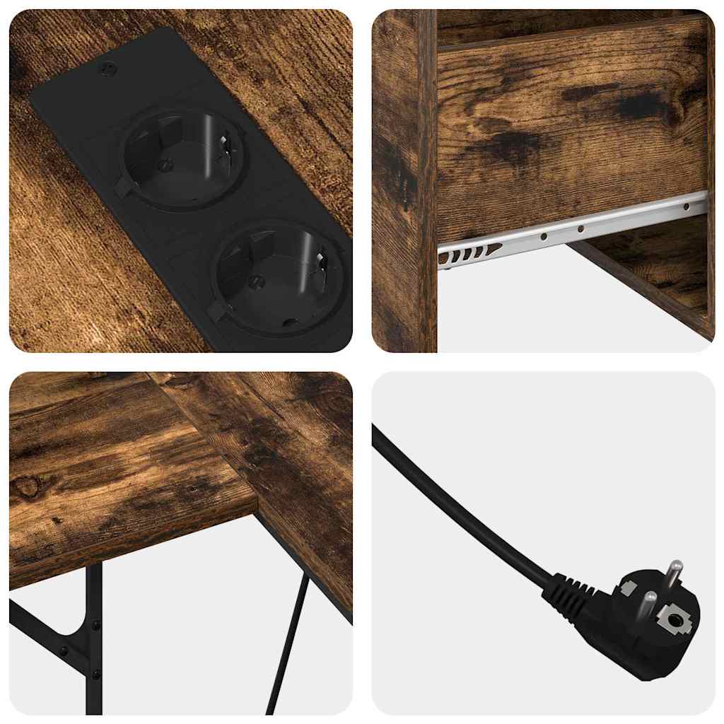 Desk with Drawer Smoked Oak 182 x 101 x 87.5 cm Engineered Wood