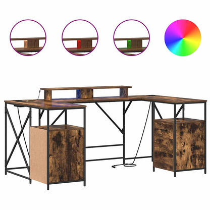 Desk with Drawer Smoked Oak 182 x 101 x 87.5 cm Engineered Wood