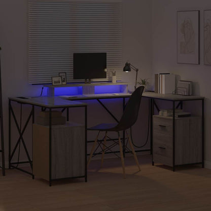 Desk with Shelf Grey Sonoma 182 x 101 x 87.5 cm Engineered Wood