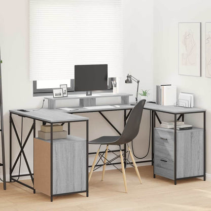 Desk with Shelf Grey Sonoma 182 x 101 x 87.5 cm Engineered Wood