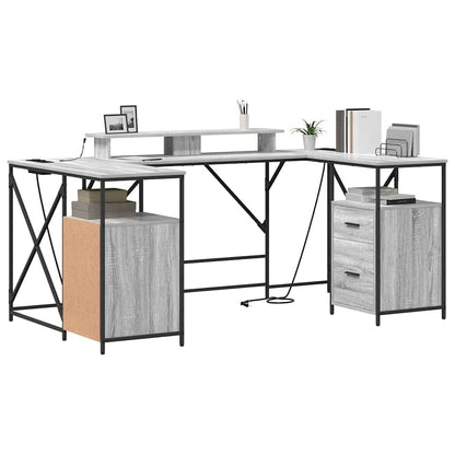 Desk with Shelf Grey Sonoma 182 x 101 x 87.5 cm Engineered Wood