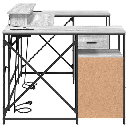 Desk with Shelf Grey Sonoma 182 x 101 x 87.5 cm Engineered Wood