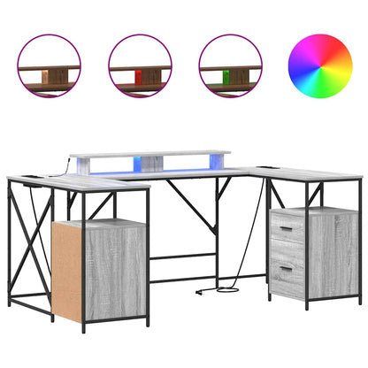 Desk with Shelf Grey Sonoma 182 x 101 x 87.5 cm Engineered Wood