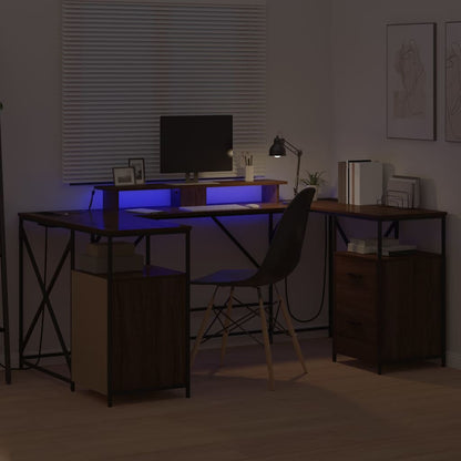 Desk with Drawer Brown Oak 182 x 101 x 87.5 cm Engineered Wood