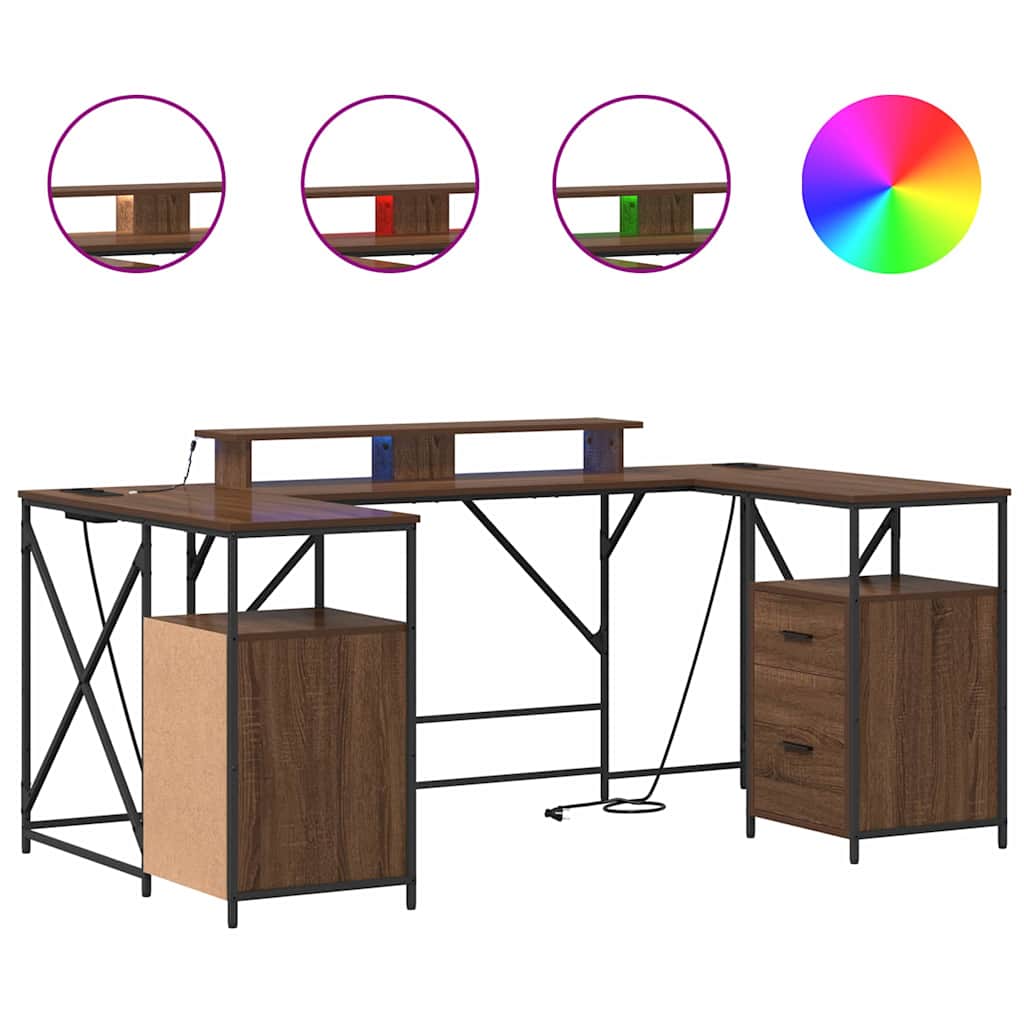 Desk with Drawer Brown Oak 182 x 101 x 87.5 cm Engineered Wood