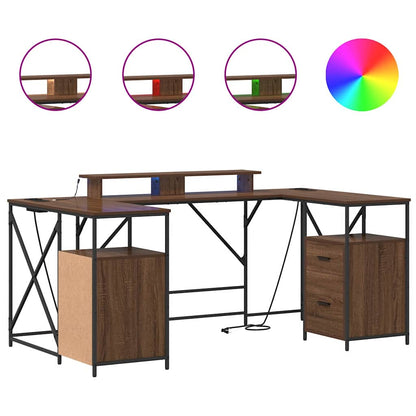 Desk with Drawer Brown Oak 182 x 101 x 87.5 cm Engineered Wood