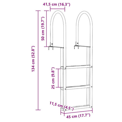 3-Step Dock Ladder Silver 45 x 11.5 x 134 cm Aluminum