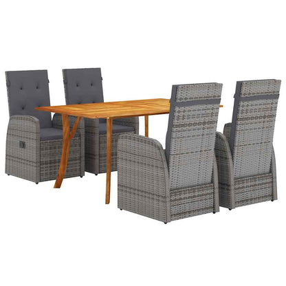Garden Dining Set 5 pcs Grey Poly Rattan
