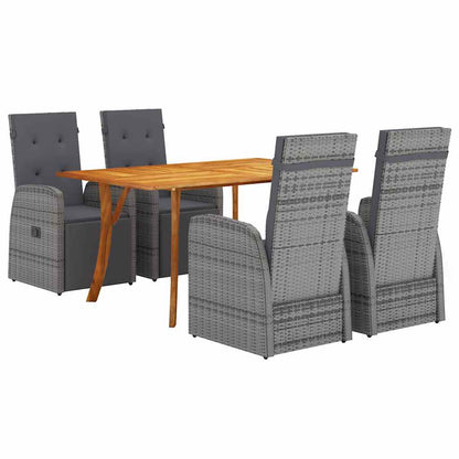 Garden Dining Set 5 pcs Grey Poly Rattan