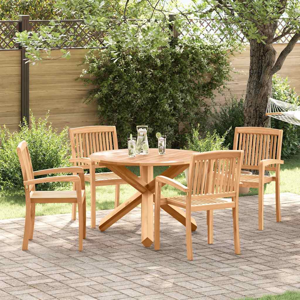 Garden Dining Set 5 pcs Natural Solid Acacia Wood