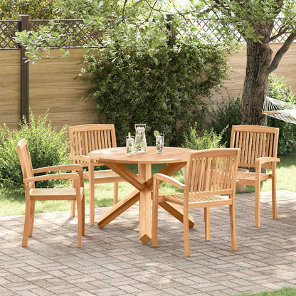 Garden Dining Set 5 pcs Natural Solid Acacia Wood