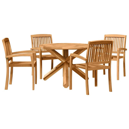 Garden Dining Set 5 pcs Natural Solid Acacia Wood