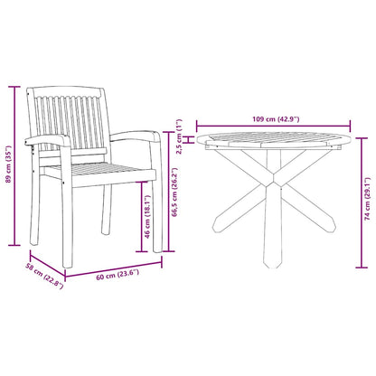 Garden Dining Set 5 pcs Natural Solid Acacia Wood