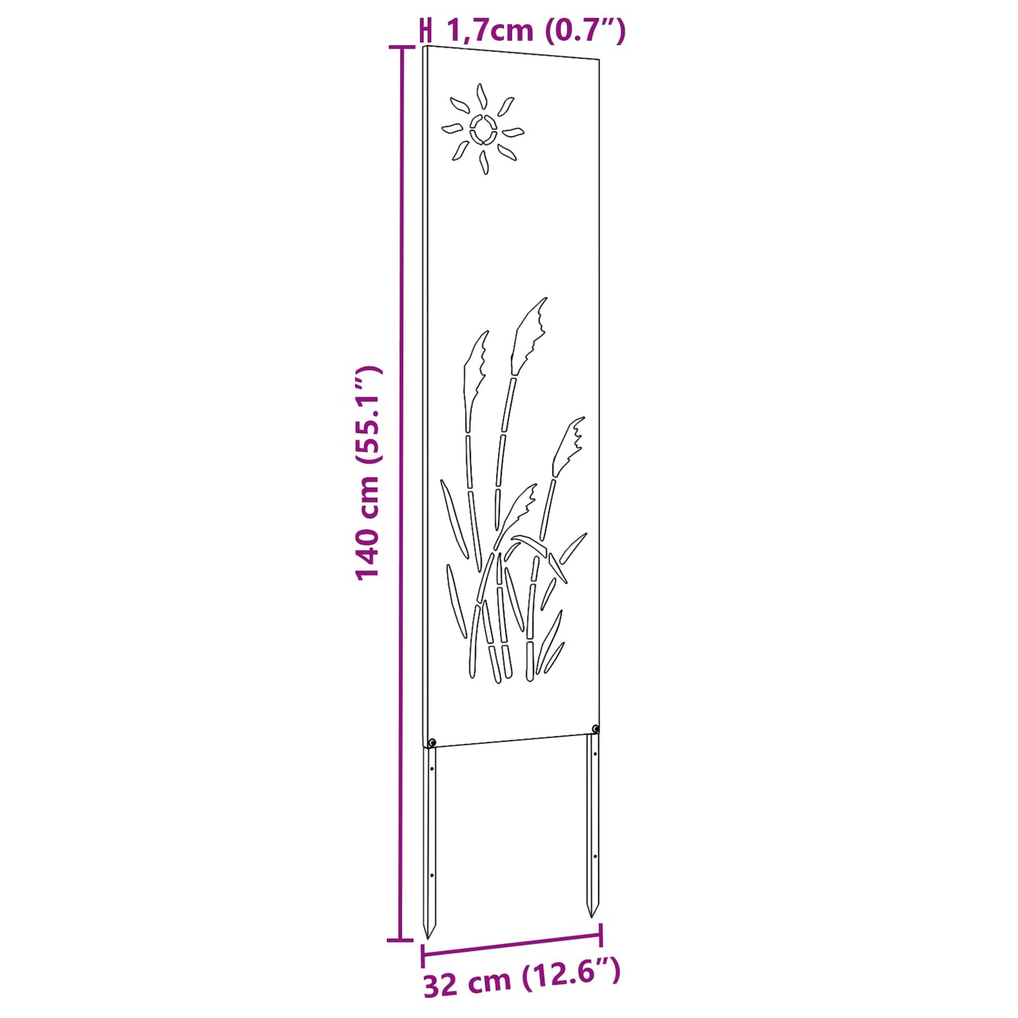 Garden Privacy Screen White 32 x 140 cm Cold-rolled steel