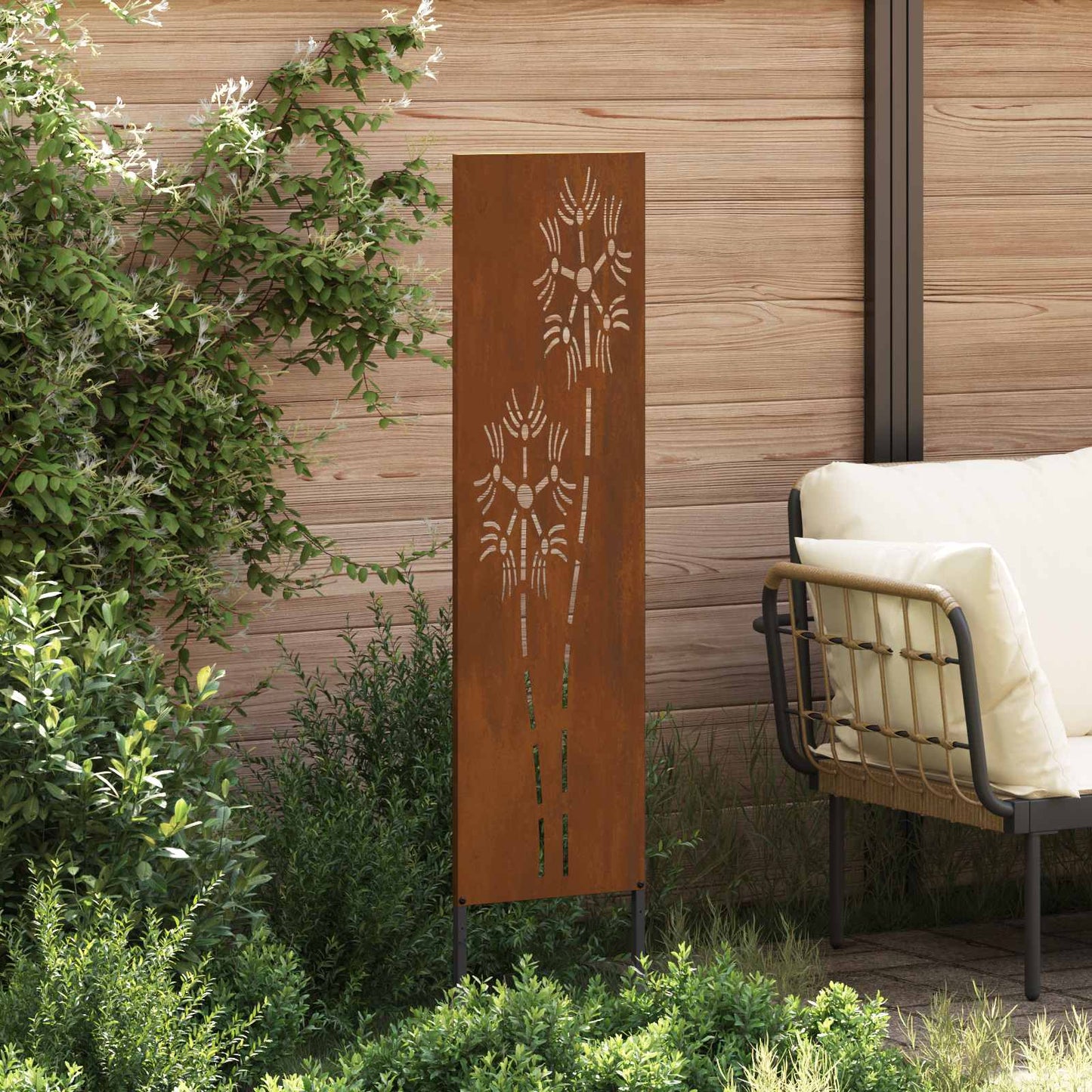 Garden Privacy Screen Rusty 32 x 140 cm Weathering steel