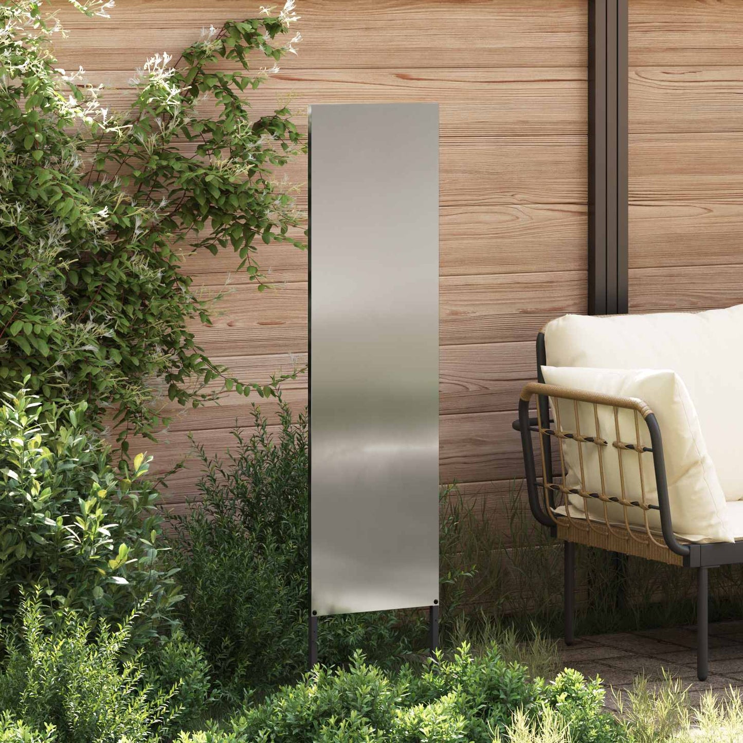 Garden Privacy Screen Silver 32 x 140 cm Galvanised steel