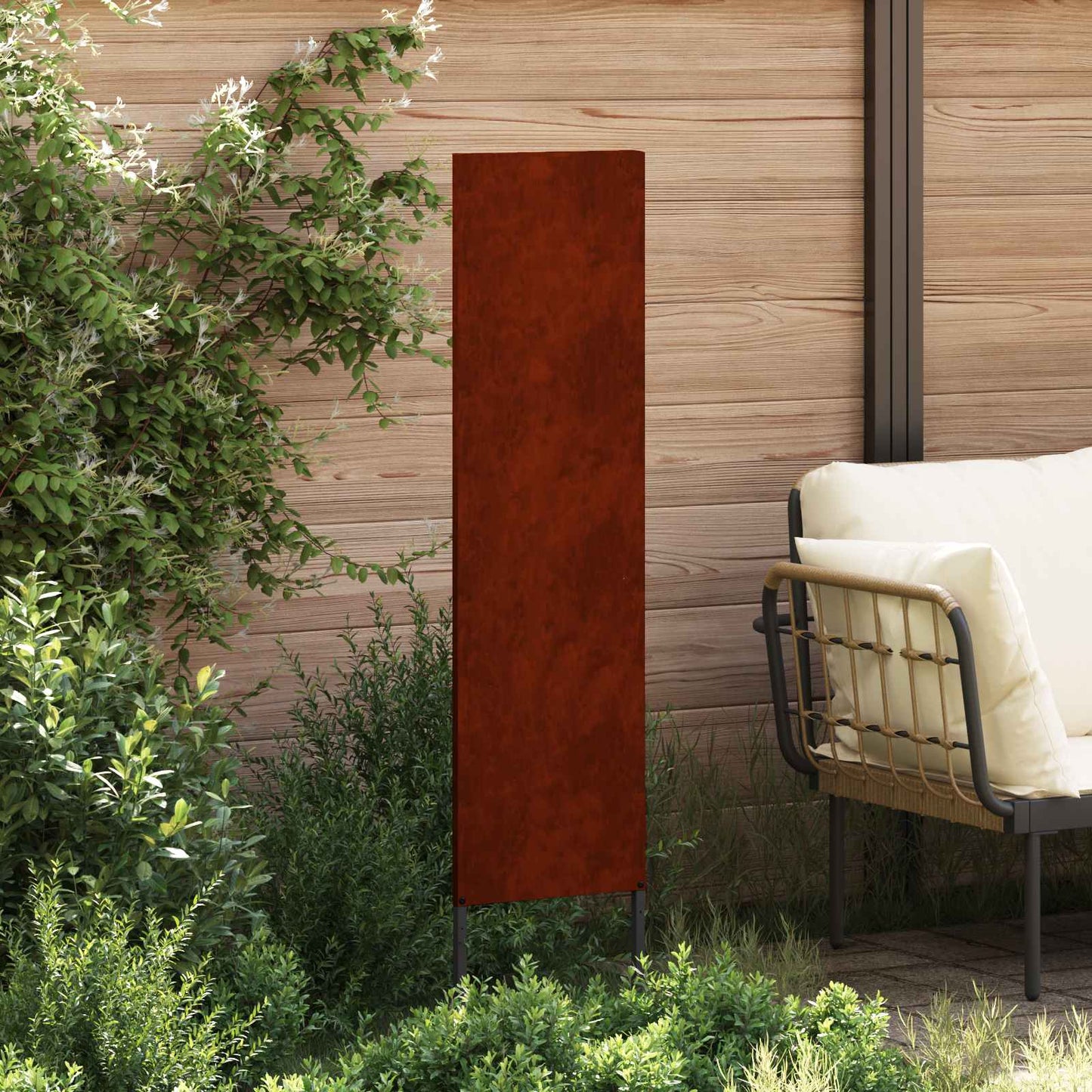 Garden Privacy Screen Rusty 32 x 140 cm Weathering steel