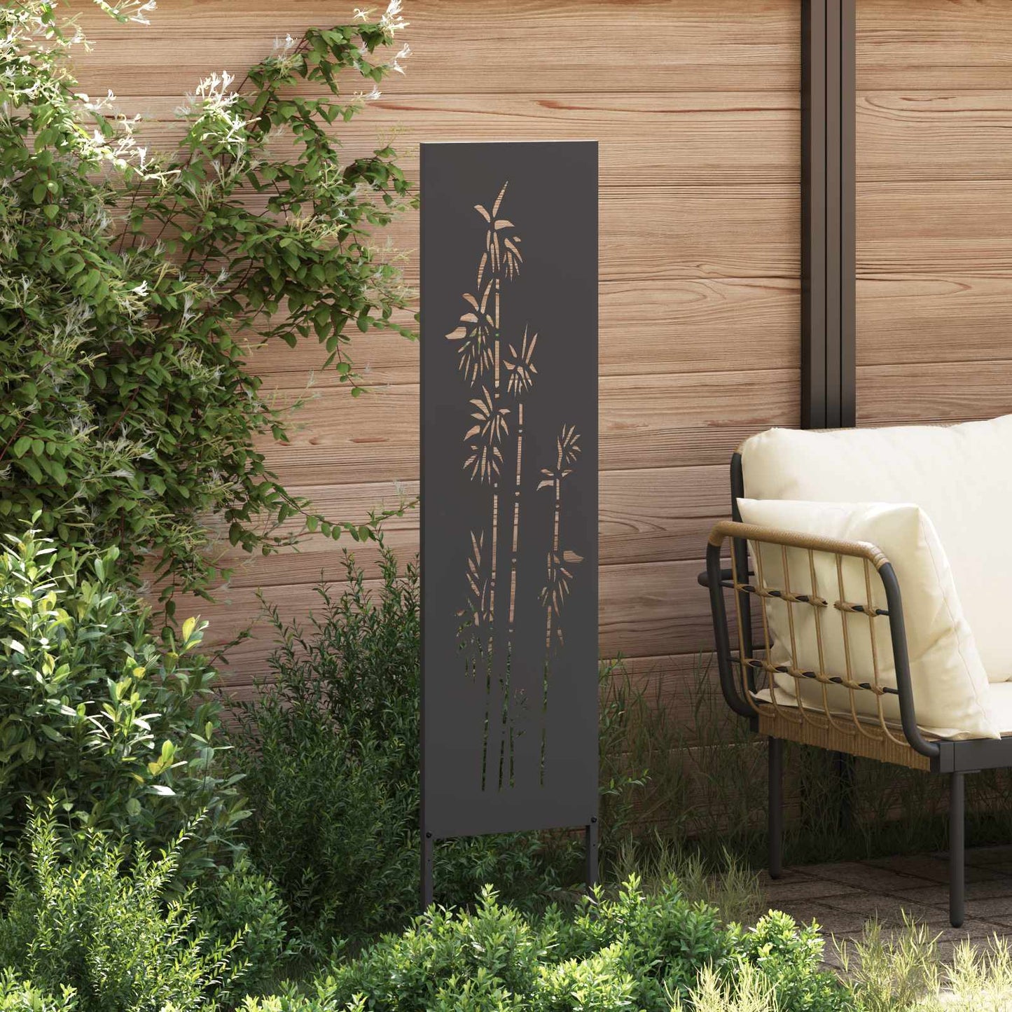 Garden Privacy Screen Black 32 x 140 cm Cold-rolled steel