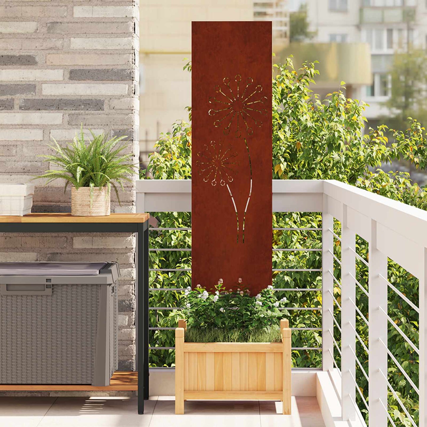 Garden Privacy Screen Rusty 32 x 140 cm Weathering steel