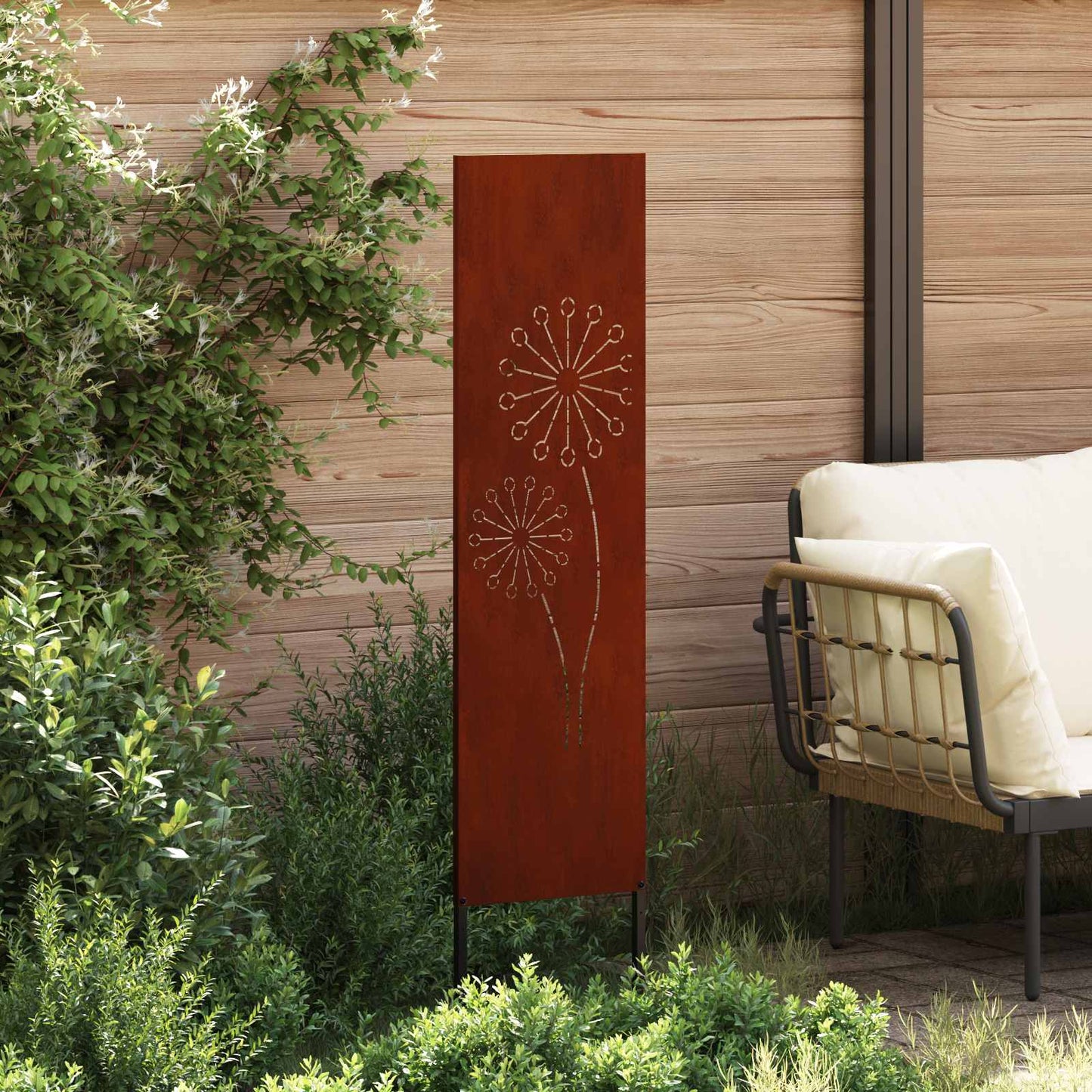 Garden Privacy Screen Rusty 32 x 140 cm Weathering steel