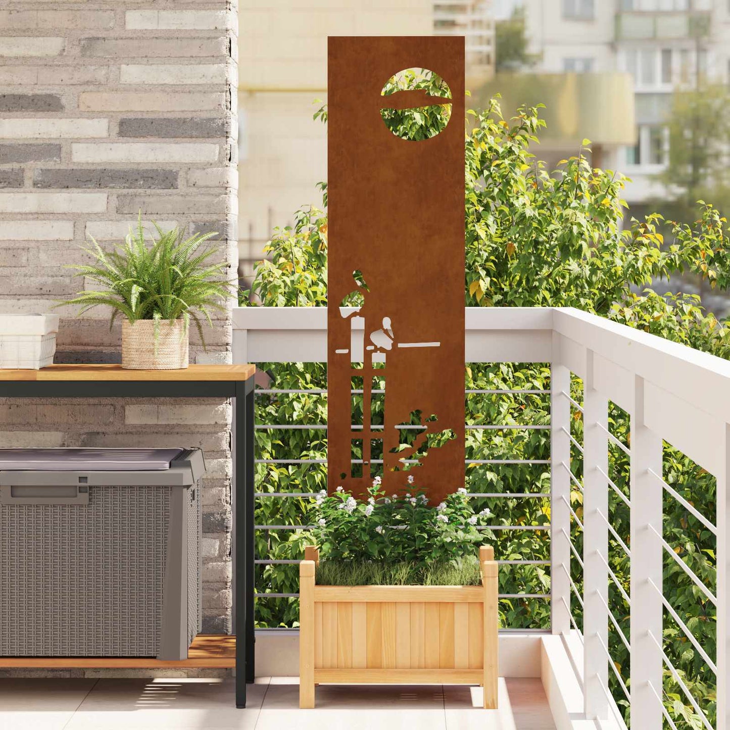 Garden Privacy Screen Rusty 32 x 140 cm Weathering Steel