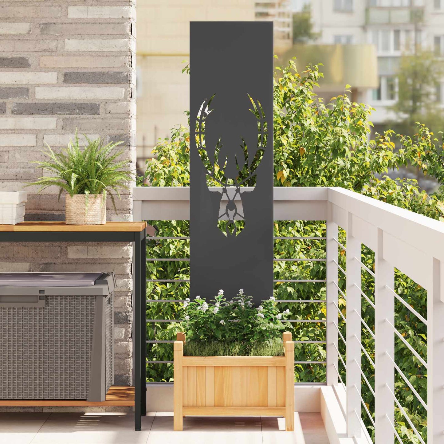 Garden Privacy Screen Black 32 x 140 cm Cold-rolled steel