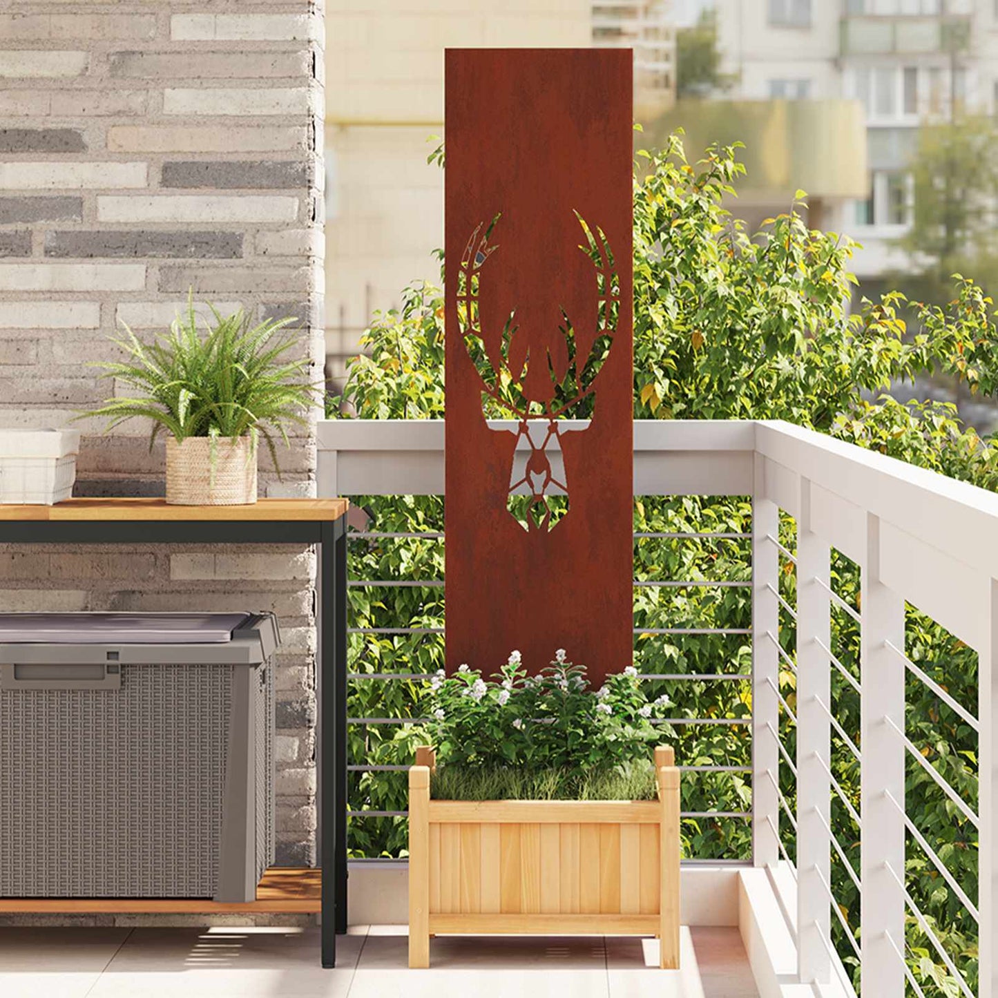 Garden Privacy Screen Rusty 32 x 140 cm Weathering steel
