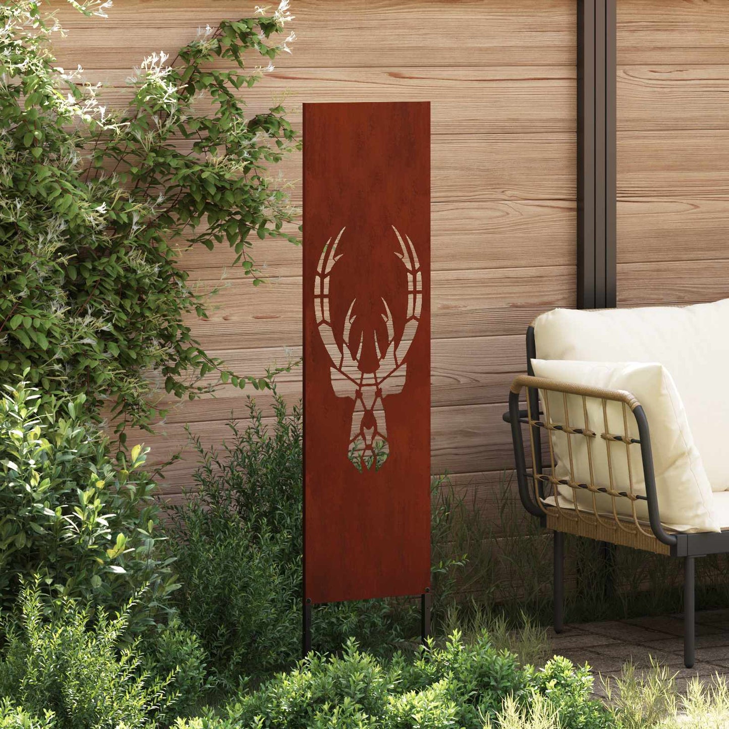 Garden Privacy Screen Rusty 32 x 140 cm Weathering steel