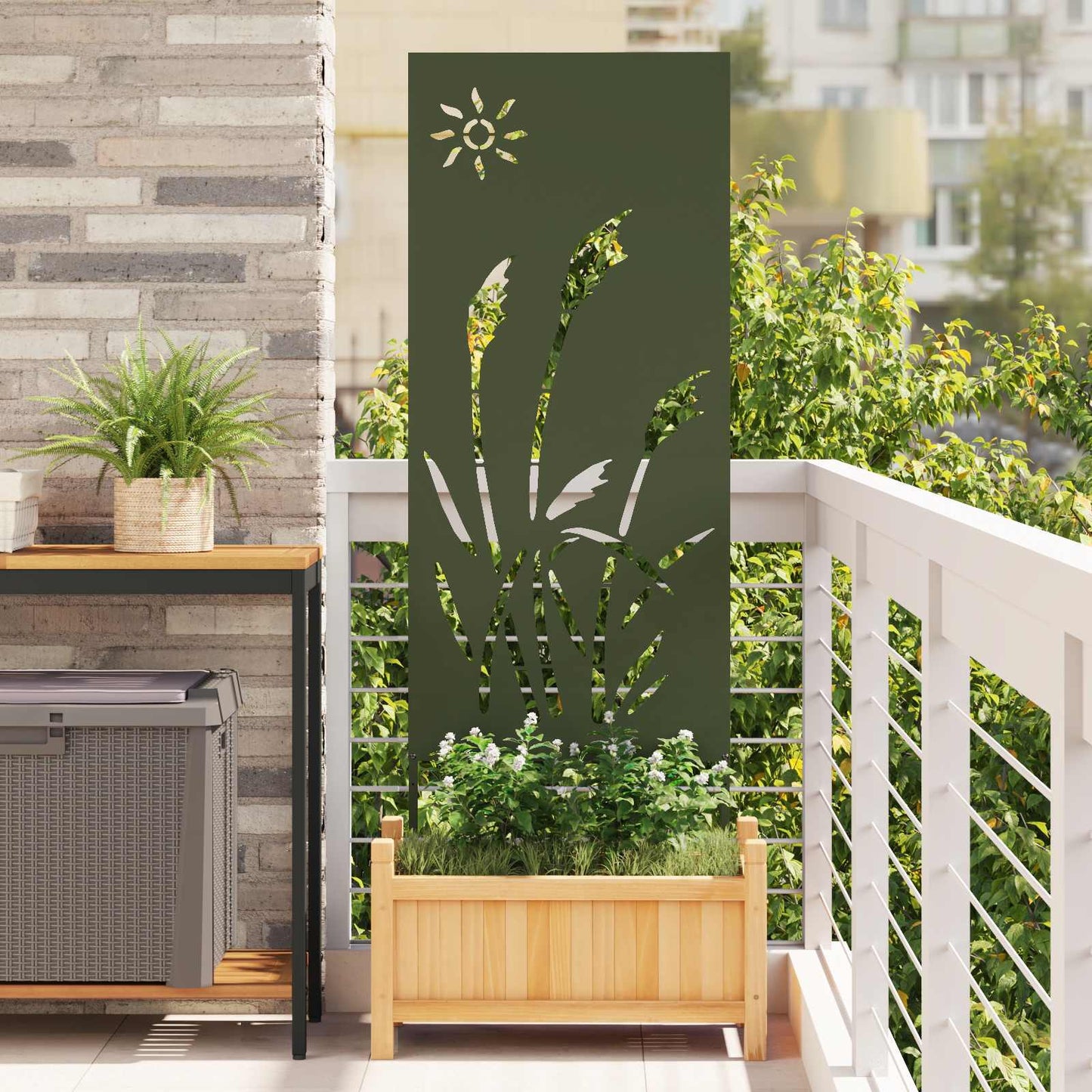 Garden Privacy Screen Olive green 50 x 140 cm Cold-rolled steel