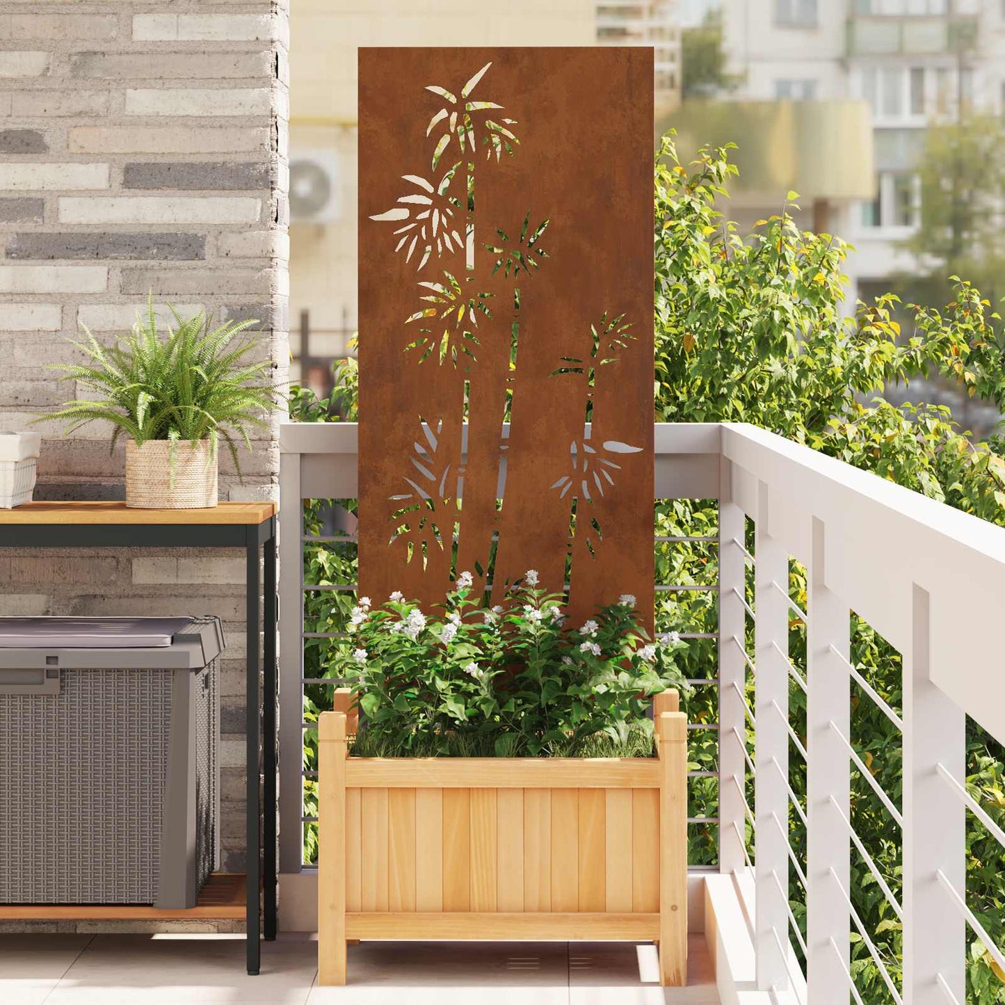 Garden Privacy Screen Floral Rusty 50 x 140 cm Weathering Steel