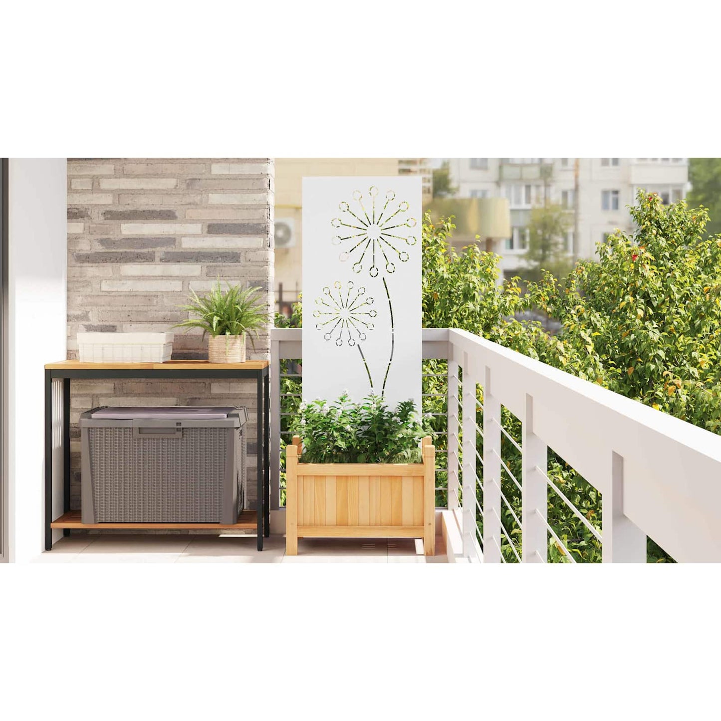 Garden Privacy Screen White 50 x 140 cm Cold-rolled steel