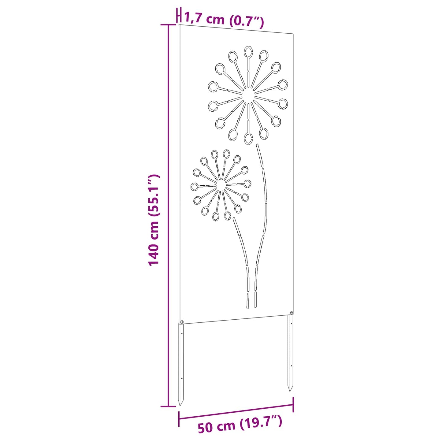 Garden Privacy Screen Silver 50 x 140 cm Galvanised steel