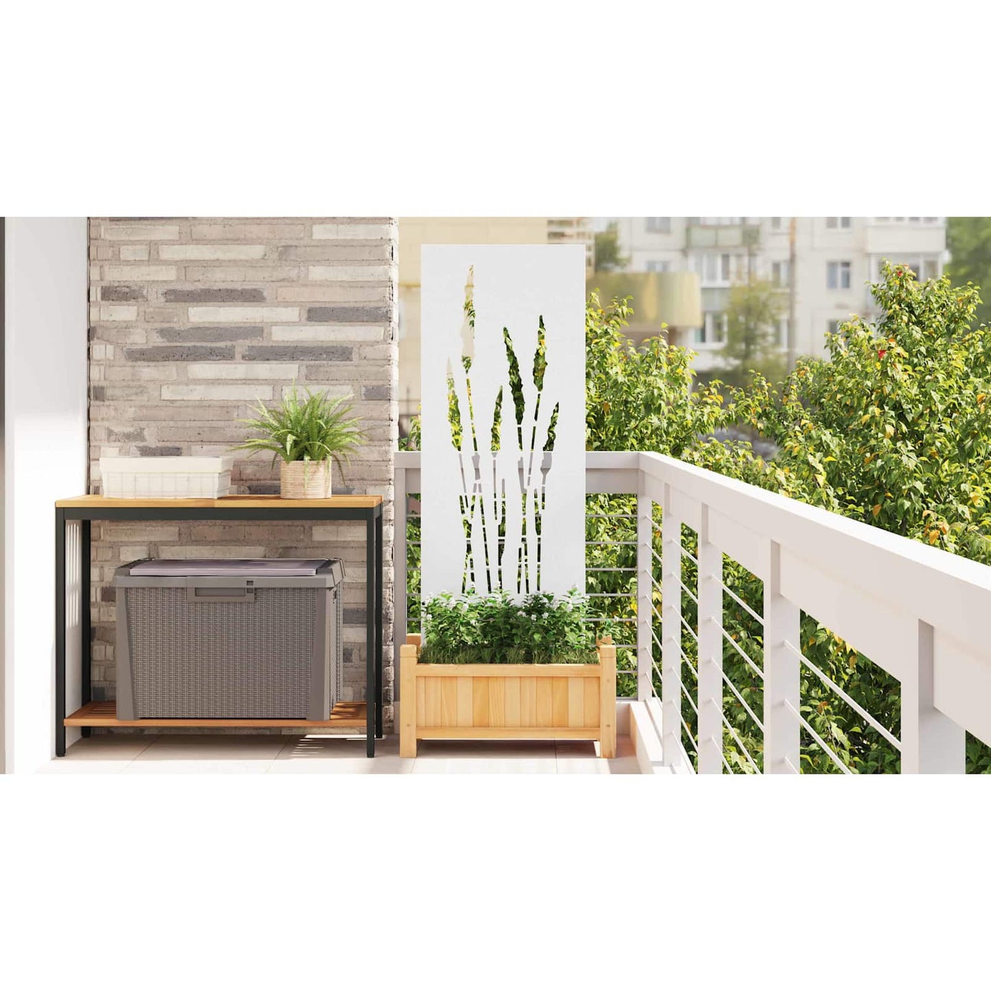Garden Privacy Screen White 50 x 140 cm Cold-rolled steel