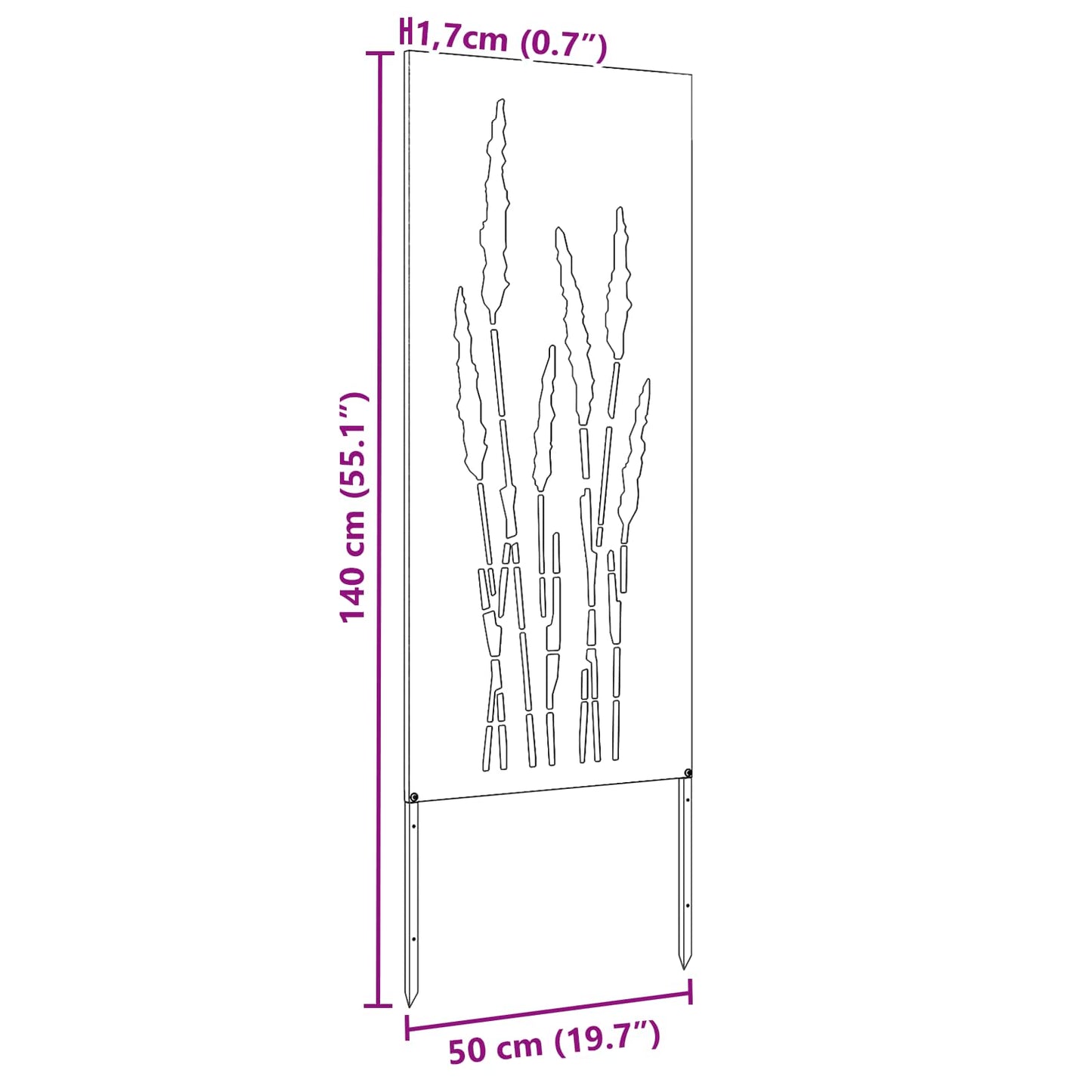 Garden Privacy Screen Floral Silver 50 x 140 cm Stainless steel