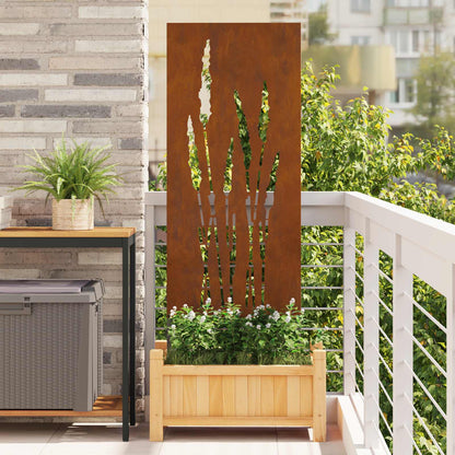 Garden Privacy Screen Floral Rusty 50 x 140 cm Weathering Steel