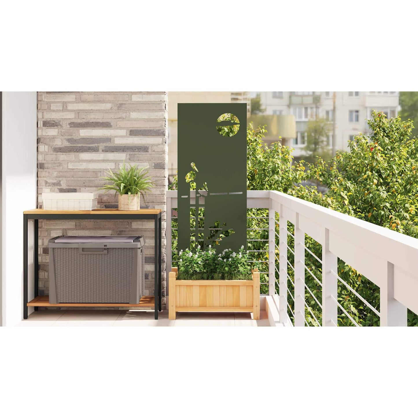 Garden Privacy Screen Olive green 50 x 140 cm Cold-rolled steel
