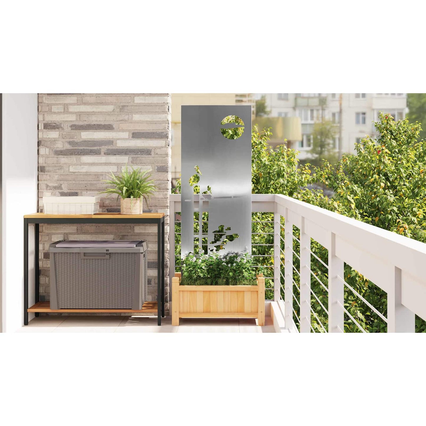 Garden Privacy Screen Silver 50 x 140 cm Galvanised steel