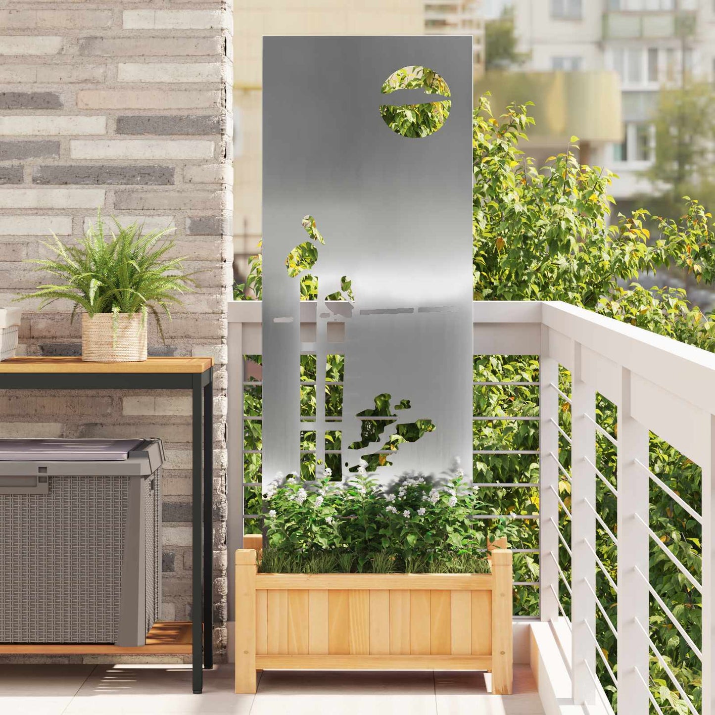 Garden Privacy Screen Silver 50 x 140 cm Galvanised steel