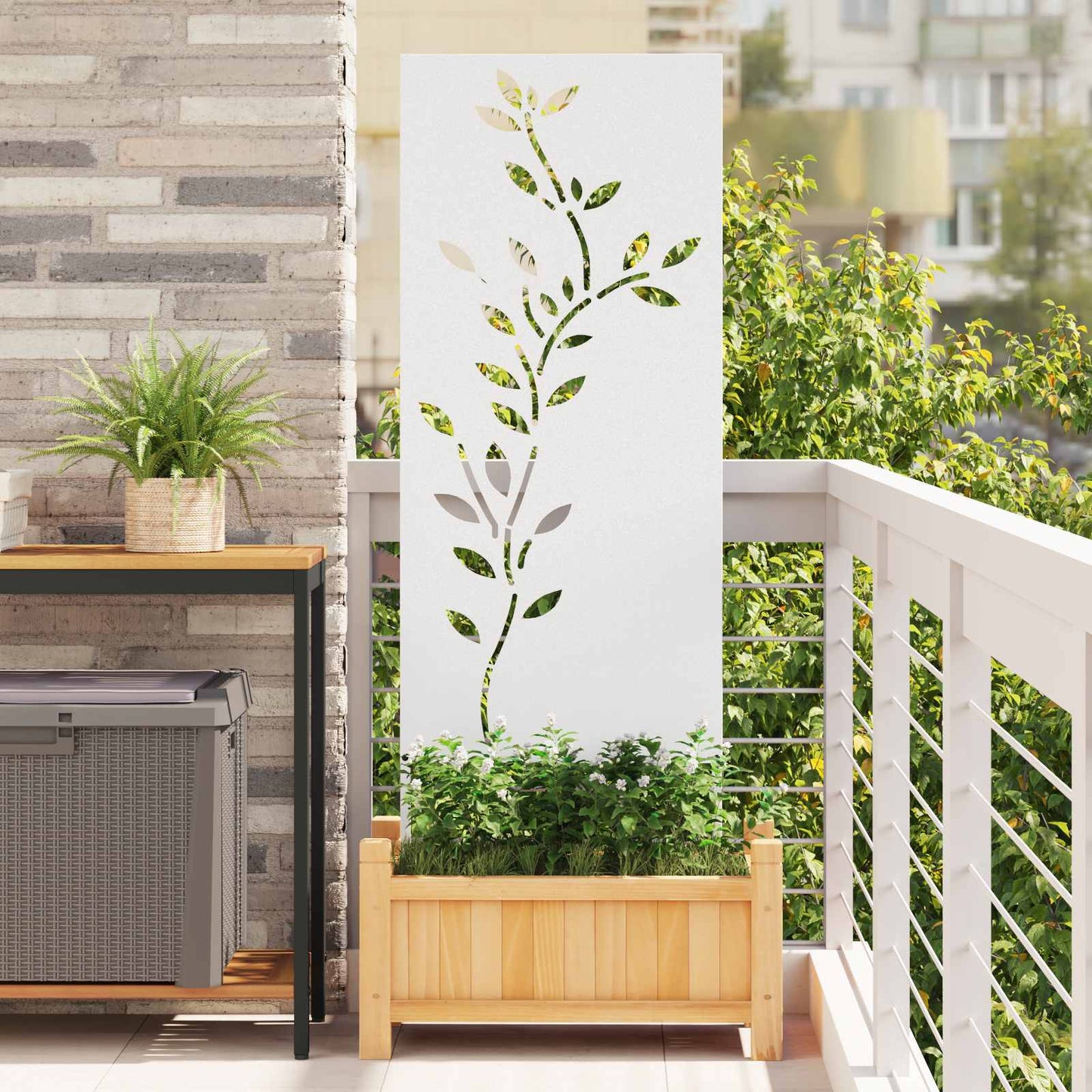Garden Privacy Screen White 50 x 140 cm Cold-rolled steel
